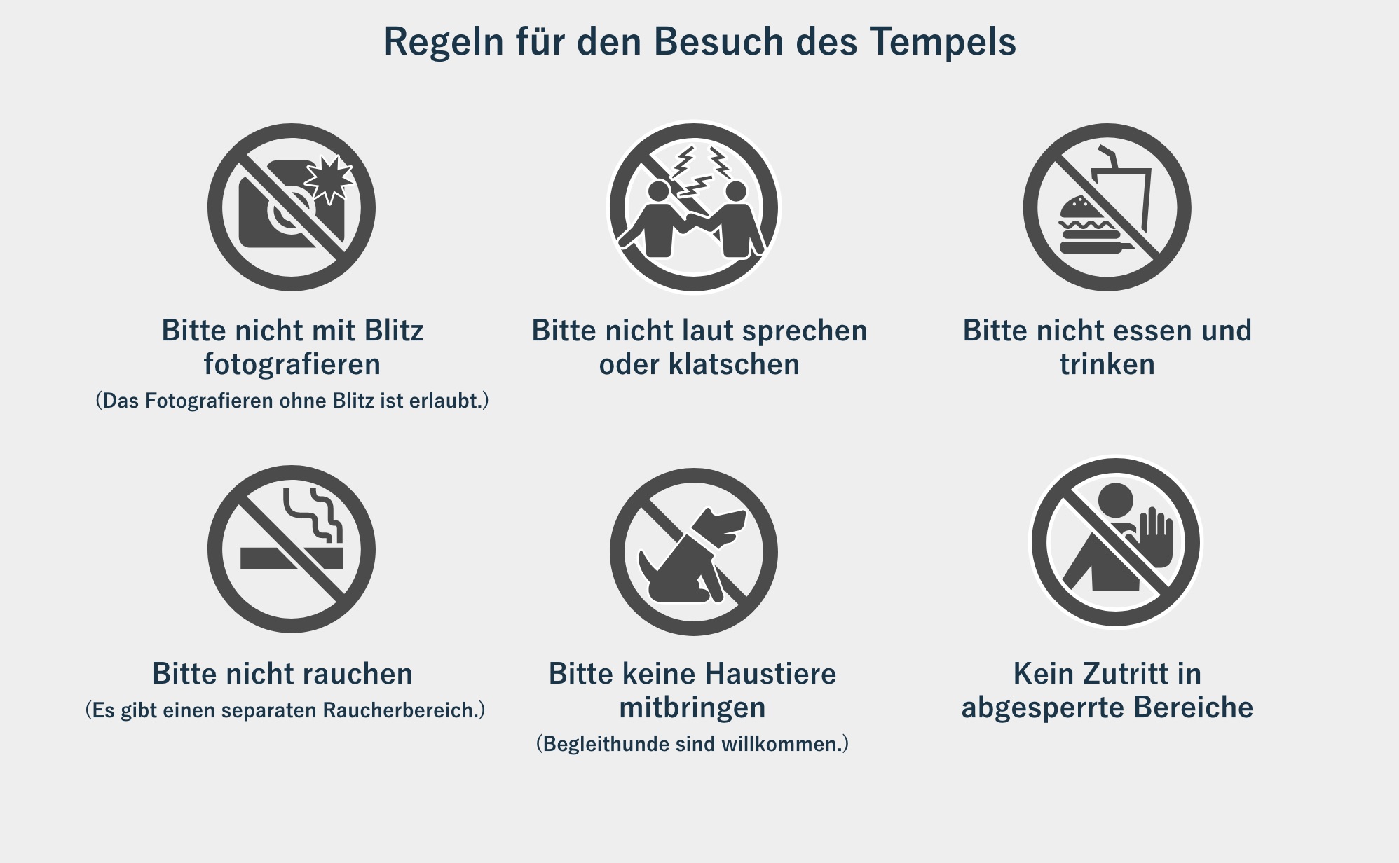 Regeln für den Besuch des Tempels